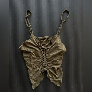 Olive Green Braided crop Top